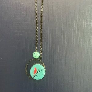 Red bird pendant necklace
